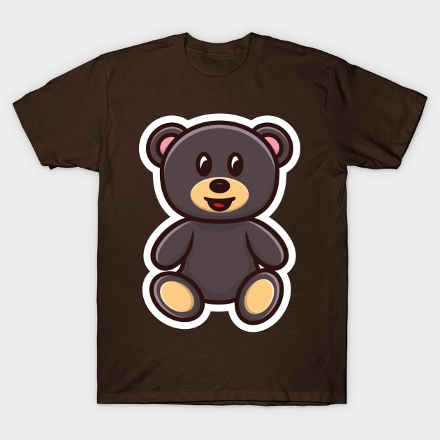 Sitting Teddy Bear Front View Sticker vector logo design. Animal nature icon design concept. Bear cartoon character sticker design logo with shadow. T-Shirt by AlviStudio